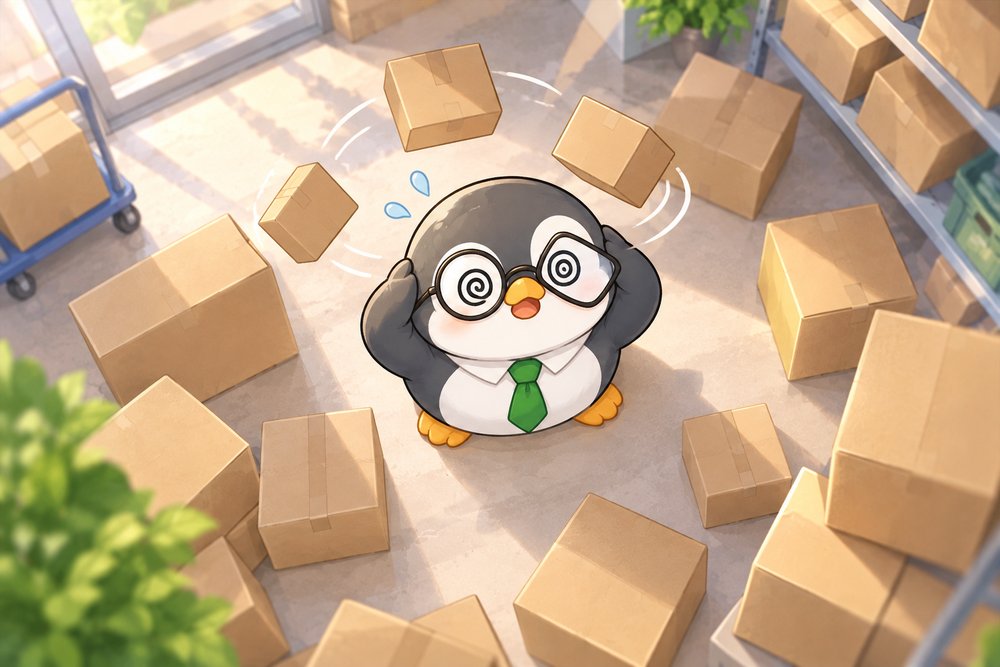 数え間違えて目をまわすペンギンのナビ助