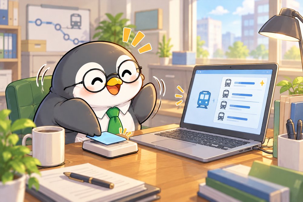 ICカードの履歴を会計ソフトに取りこんで喜ぶナビ助