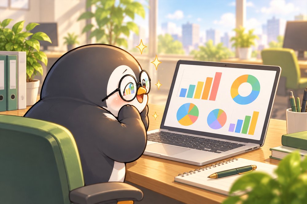取りこんだデータでグラフを作るペンギンのナビ助
