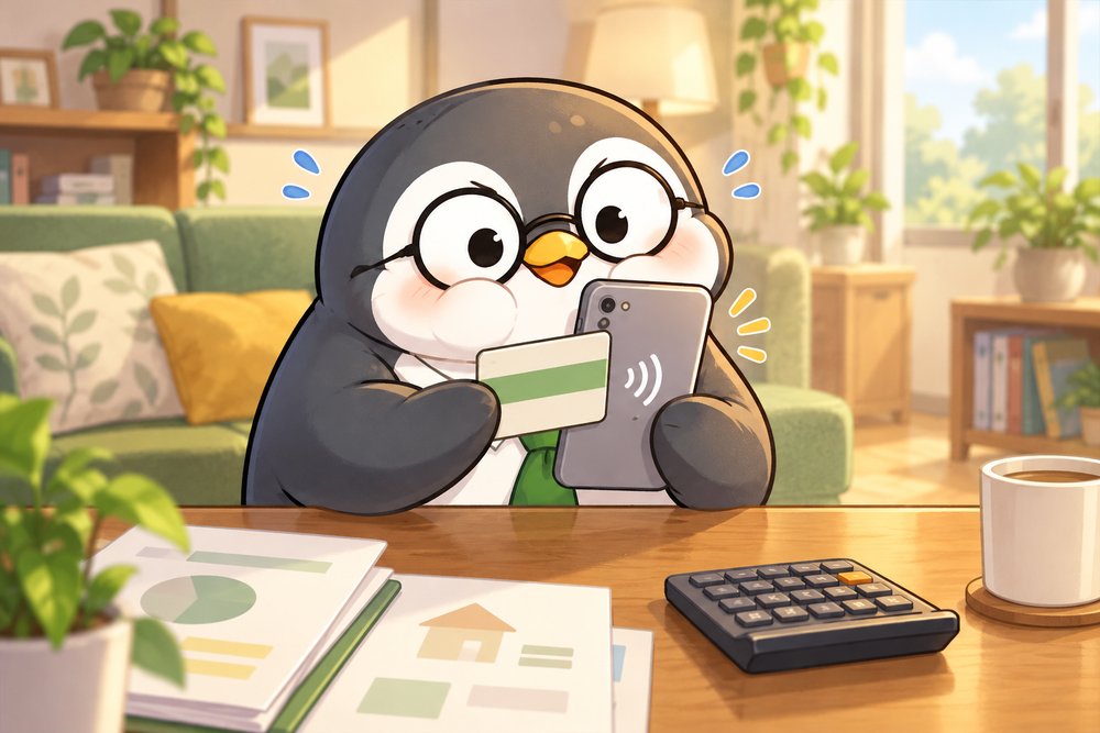 スマホにカードを当てて読み取るナビ助